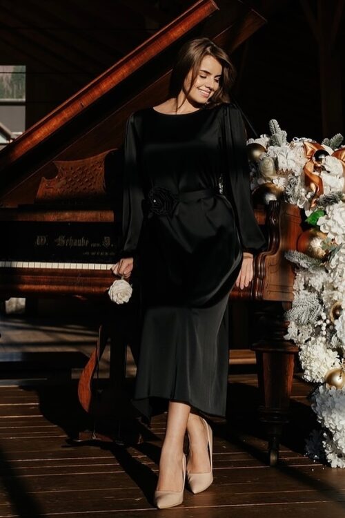 Rochie din satin – negru
