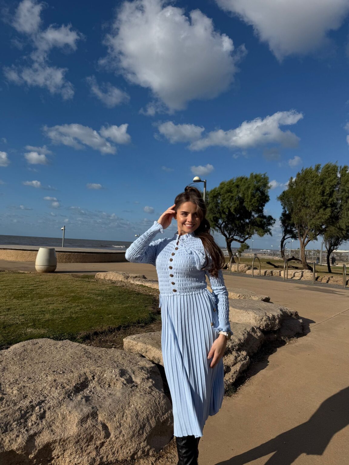 rochie tricotată - bleu