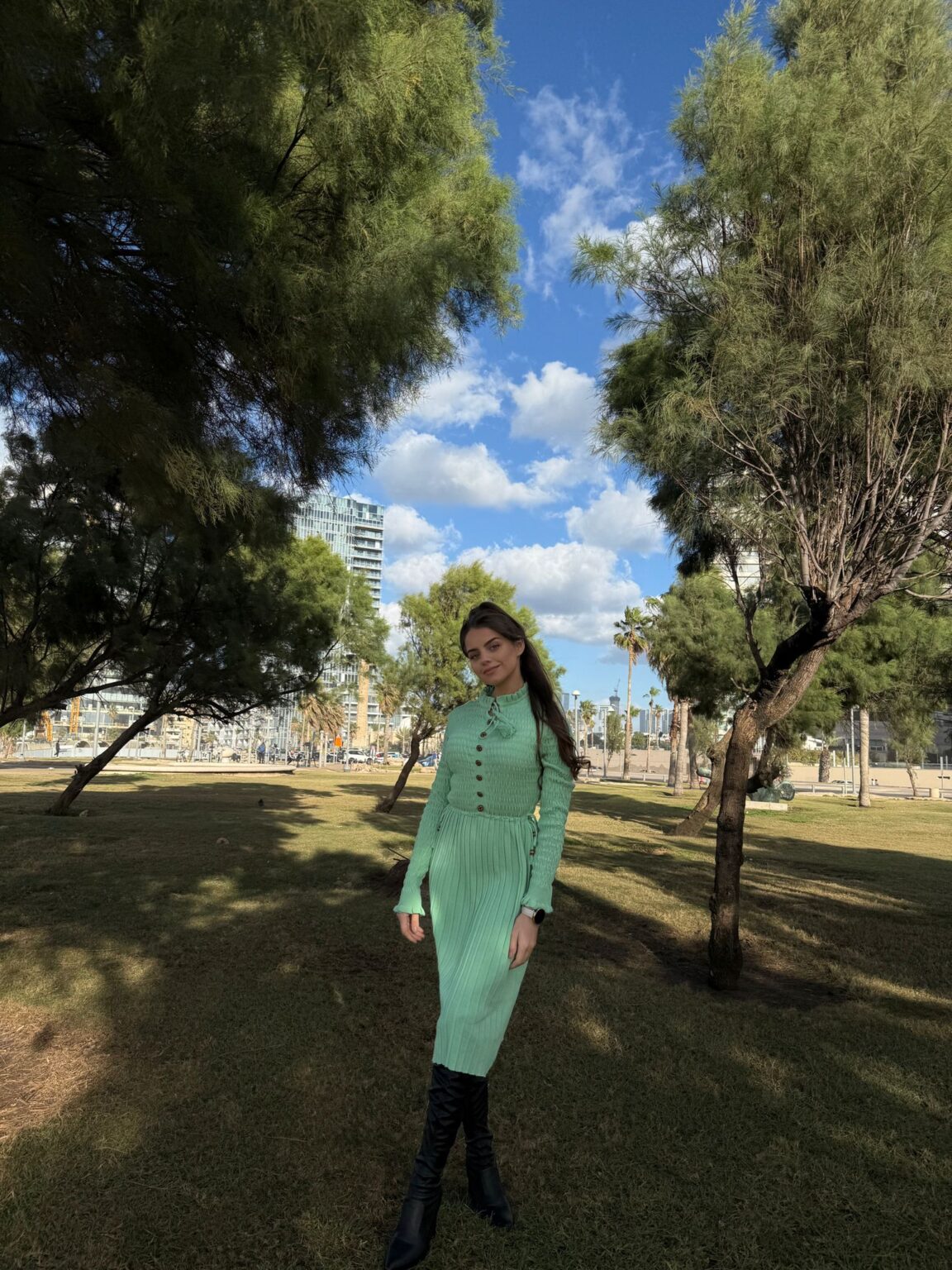Rochie tricotată - verde mentă