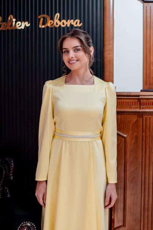 Rochie eleganta din tafta galbenă