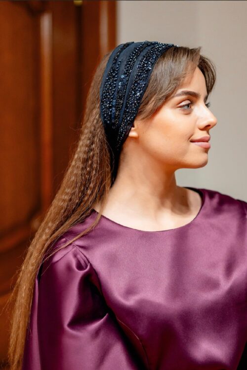 Bentița bleumarin cu accesoriu bleumarin